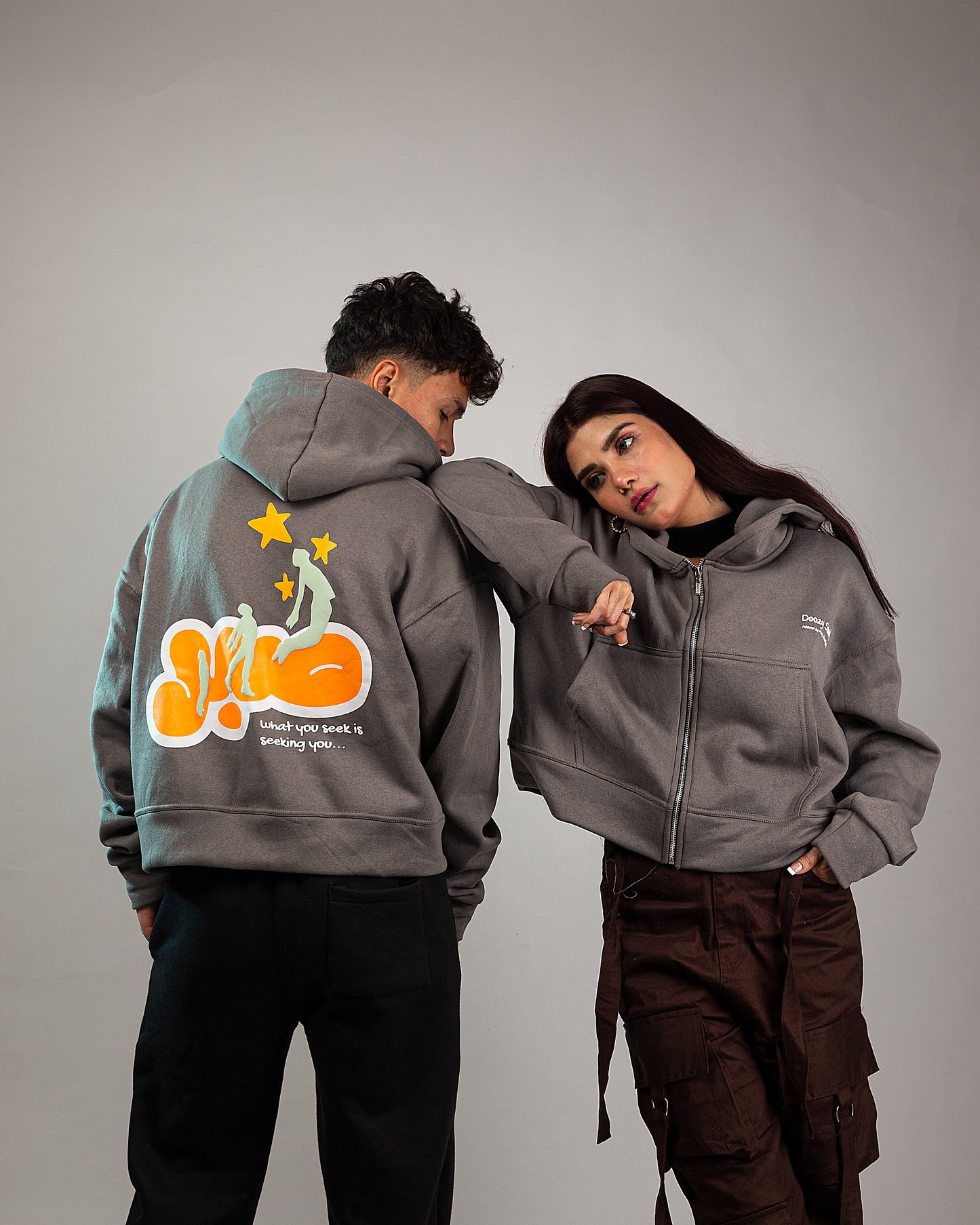 THE MANIFESTATIONS BOXY HOODIE - STEEL GREY