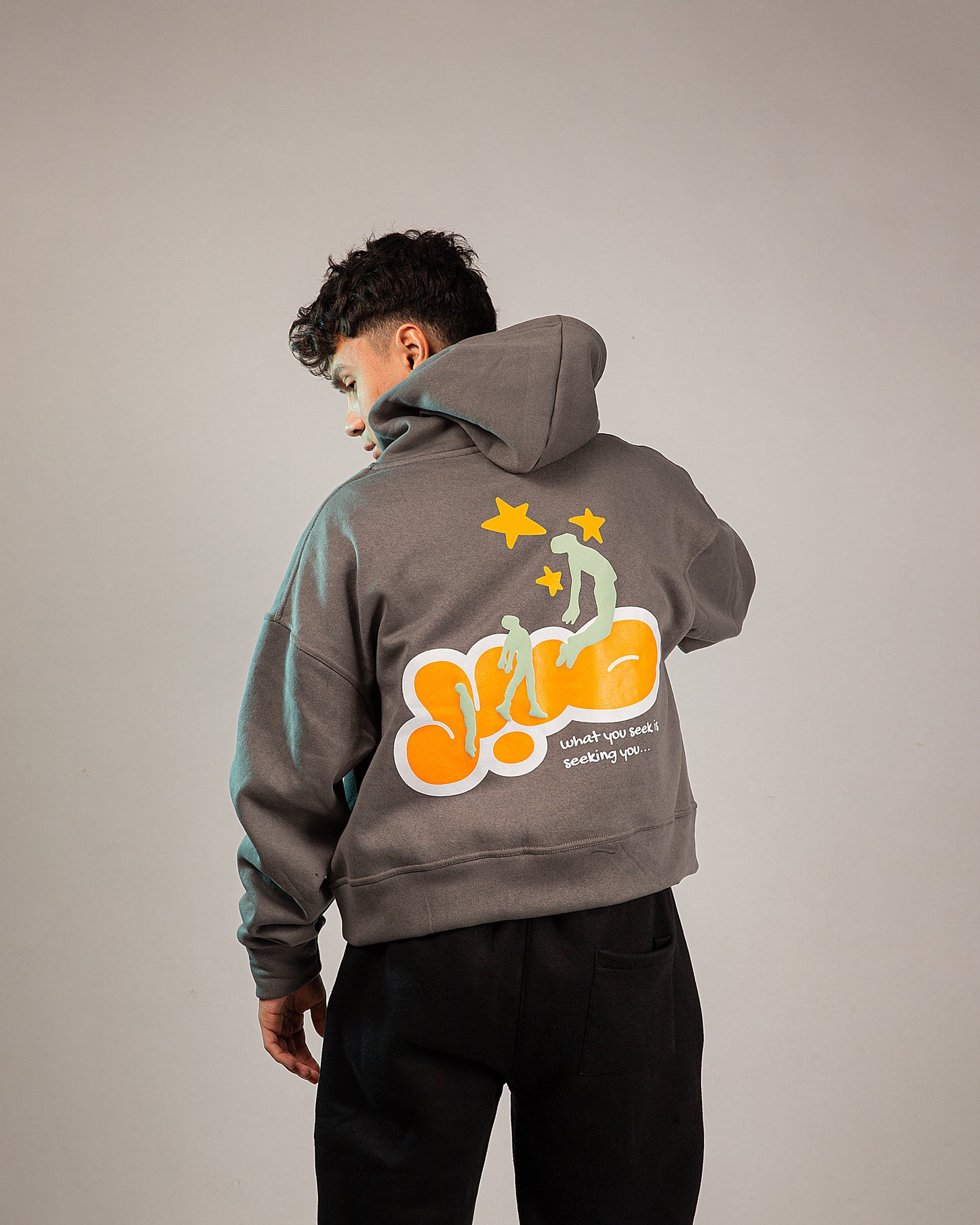 THE MANIFESTATIONS BOXY HOODIE - STEEL GREY