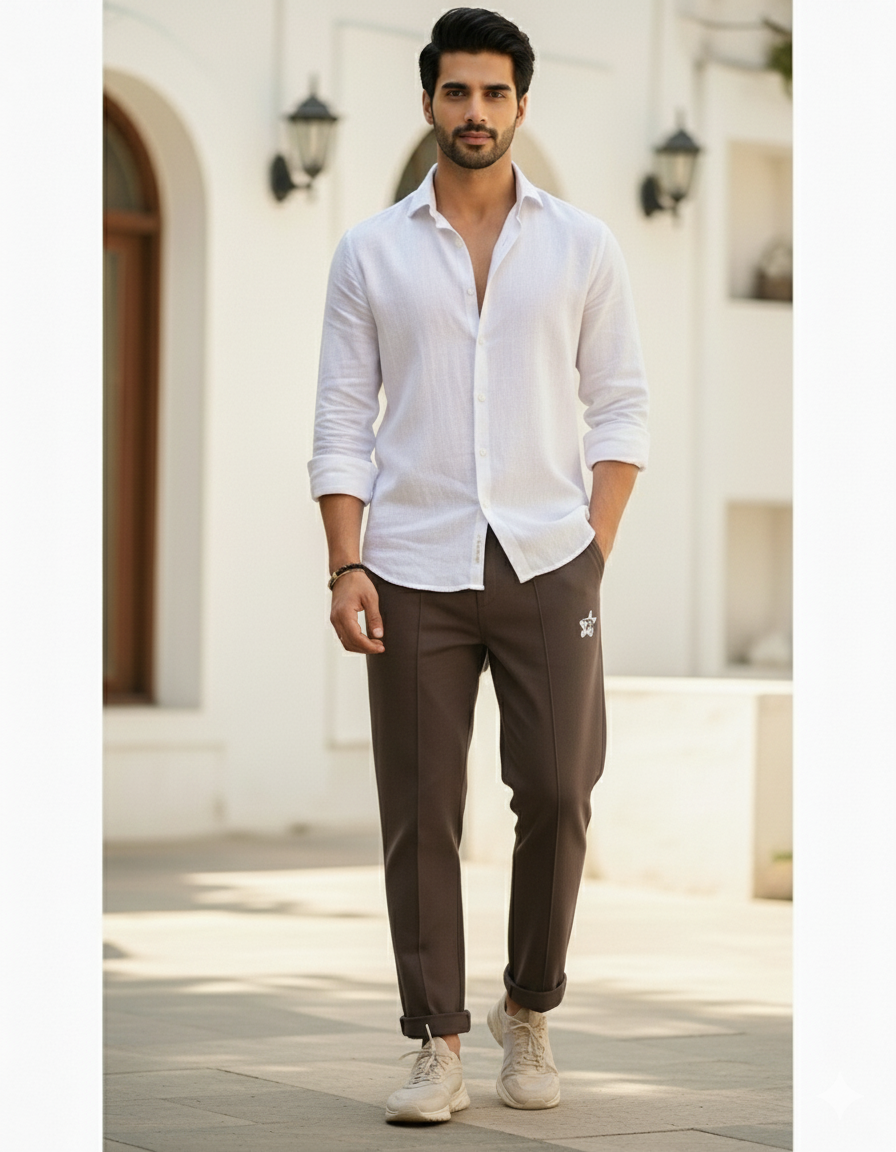 Everyday Pleated Trousers - Mocha Brown