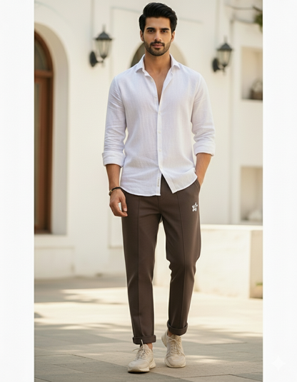 Everyday Pleated Trousers - Mocha Brown